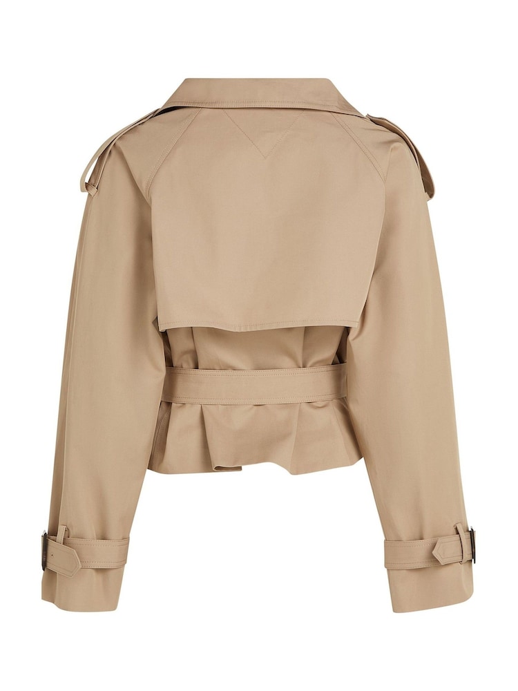 Short Trench Coat Womens Green Tommy Hilfiger Coat ONLY Short