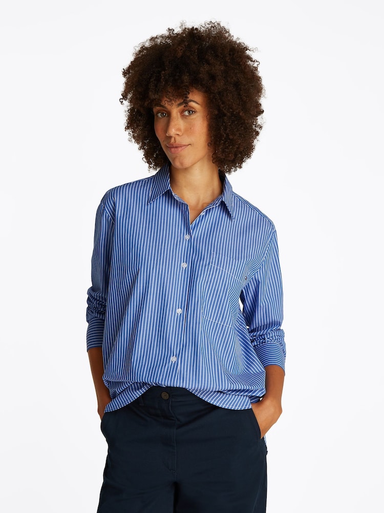 Tommy Hilfiger Blue Easy Fit Essential 100% Cotton Poplin Shirt - Image 1 of 6