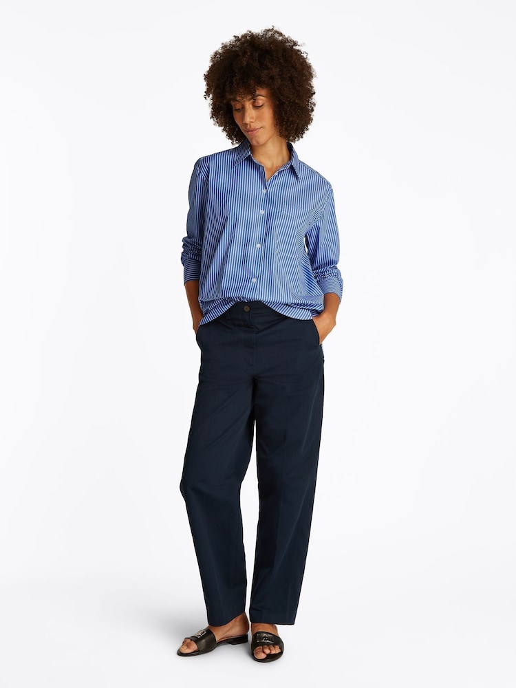 Tommy Hilfiger Blue Easy Fit Essential 100% Cotton Poplin Shirt - Image 2 of 6