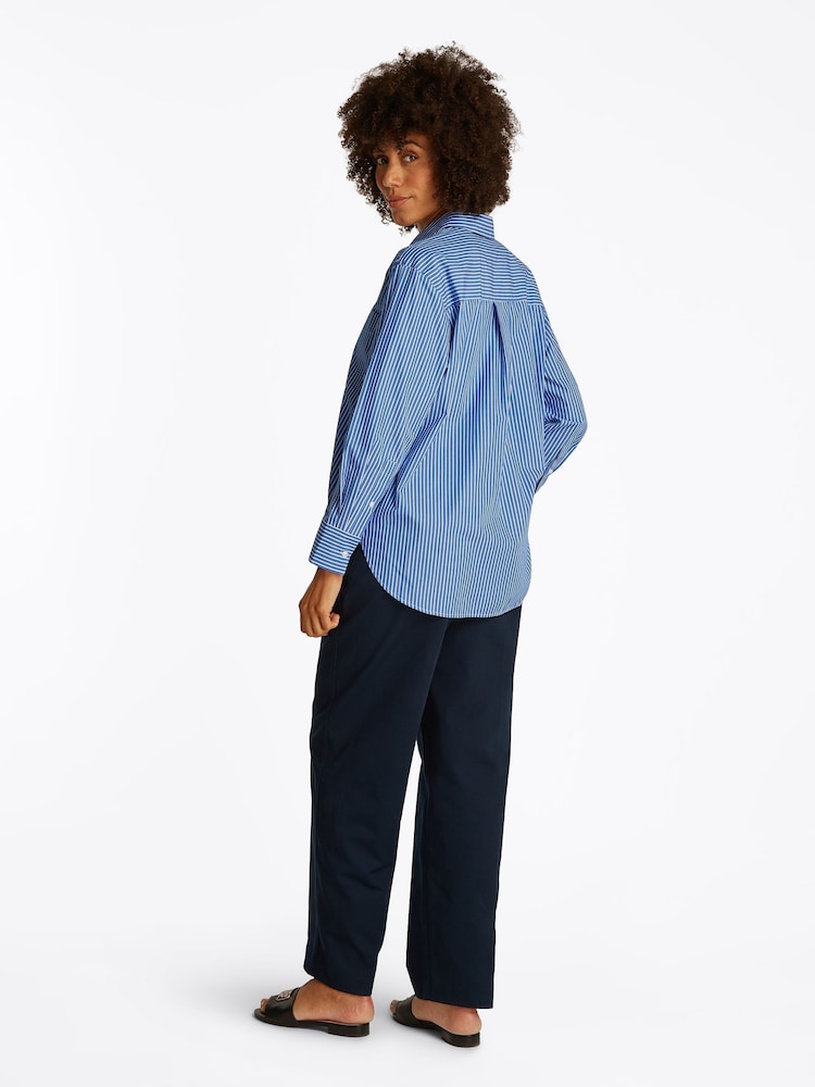 Tommy Hilfiger Blue Easy Fit Essential 100% Cotton Poplin Shirt - Image 3 of 6