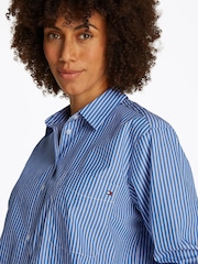 Tommy Hilfiger Blue Easy Fit Essential 100% Cotton Poplin Shirt - Image 4 of 6