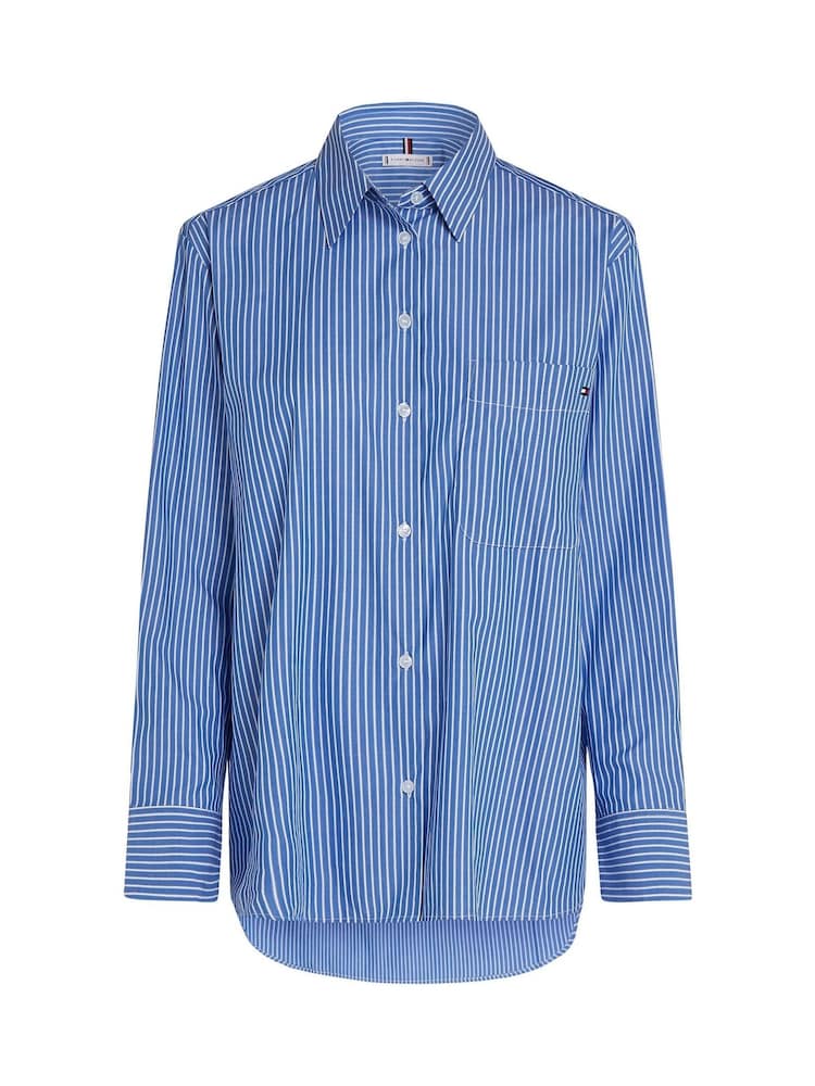 Tommy Hilfiger Blue Easy Fit Essential 100% Cotton Poplin Shirt - Image 5 of 6