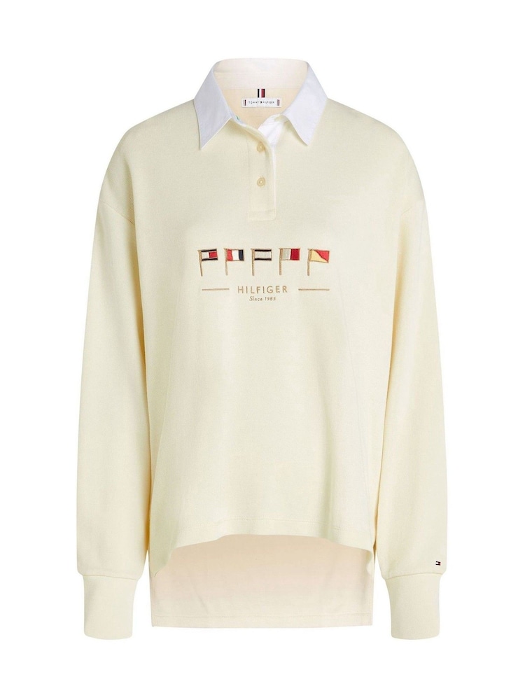 Tommy Hilfiger Nude Relaxed Sail Flag Long Sleeve Polo Shirt - Image 1 of 2
