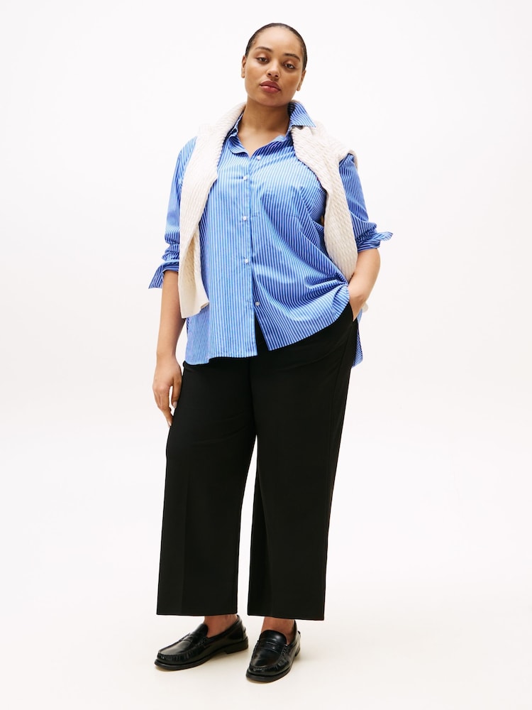 Tommy Hilfiger Black Curve Low Waist Stretch Wide Crop Trousers - Image 2 of 4