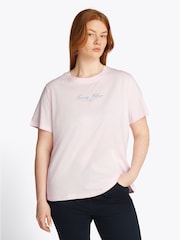 Розовый - Tommy Hilfiger футболка из 100% хлопка классического кроя Curve - Изображение 1 из 6
