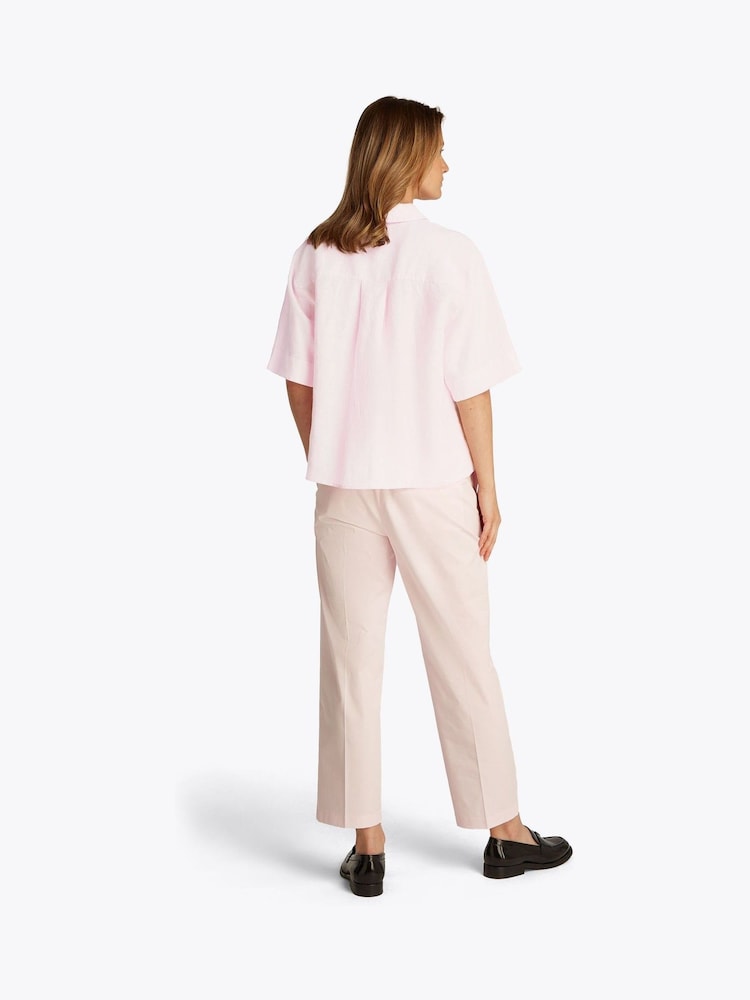 Tommy Hilfiger Pink Linen Short Sleeve 100% Linen Shirt - Image 3 of 6