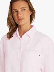 Tommy Hilfiger Pink Linen Short Sleeve 100% Linen Shirt - Image 4 of 6