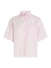 Tommy Hilfiger Pink Linen Short Sleeve 100% Linen Shirt - Image 5 of 6