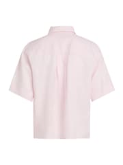 Tommy Hilfiger Pink Linen Short Sleeve 100% Linen Shirt - Image 6 of 6