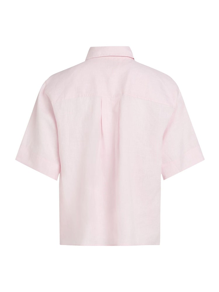 Tommy Hilfiger Pink Linen Short Sleeve 100% Linen Shirt - Image 6 of 6
