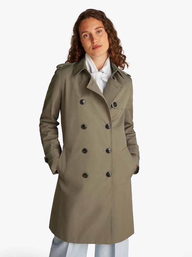 Tommy Hilfiger Brown Slim 100% Cotton Trench Coat - Image 1 of 5