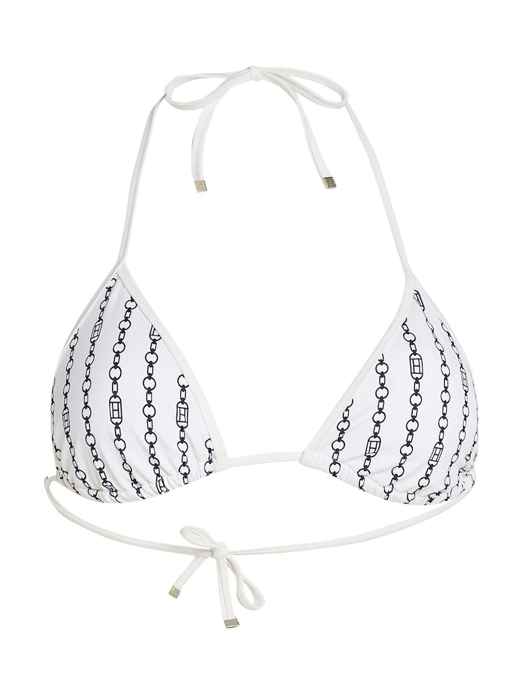 Tommy Hilfiger White Print Triangle Bikini Top With Removable Pads - Image 5 of 5