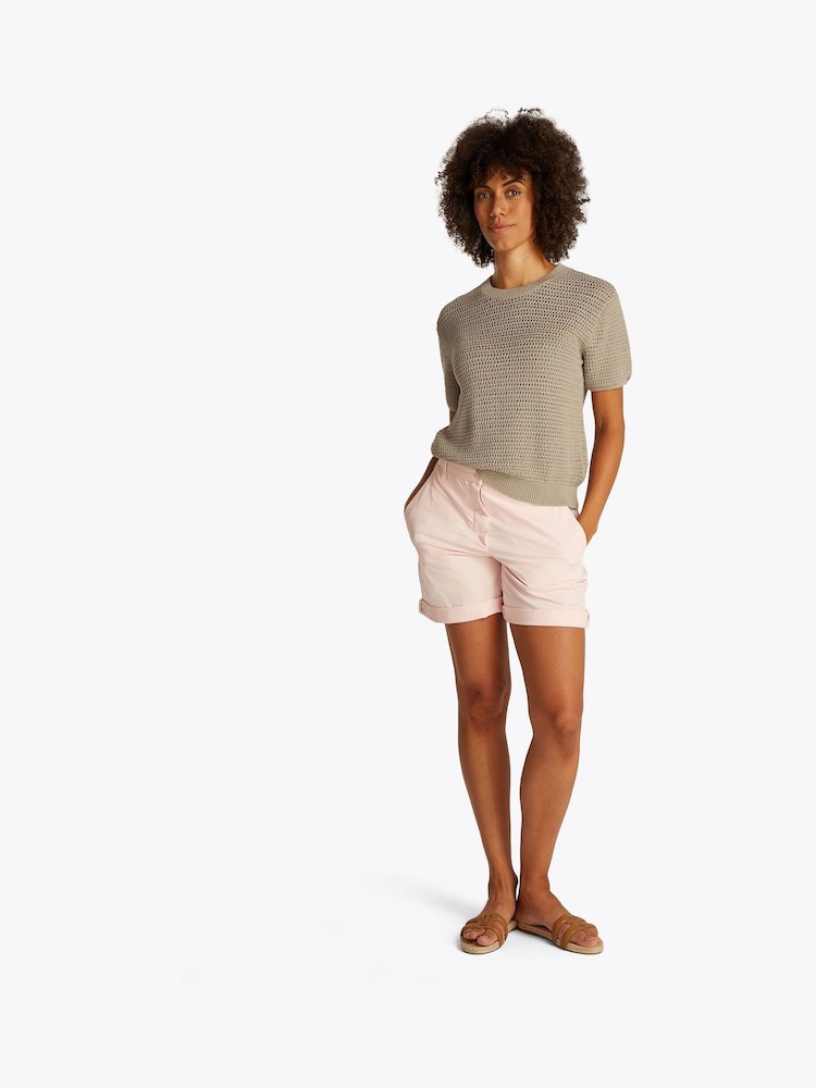 Tommy Hilfiger Natural Pointelle Crochet Crew Neck Short Sleeve Jumper - Image 2 of 6