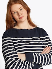 Tommy Hilfiger Blue Curve Cotton Jersey Stitch Boat Neck Jumper - Image 4 of 6