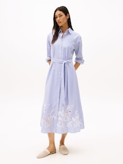 Tommy Hilfiger Blue Broderie Anglaise 100% Cotton Shirt Dress - Image 1 of 7