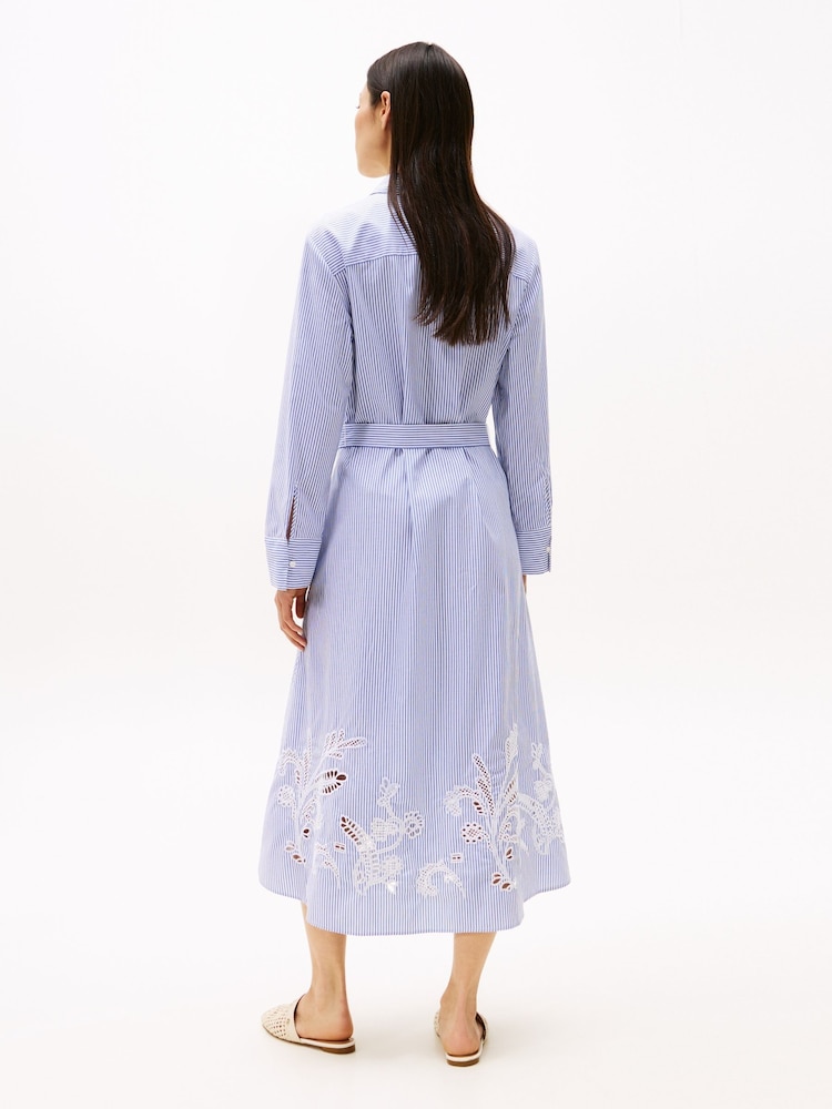 Tommy Hilfiger Blue Broderie Anglaise 100% Cotton Shirt Dress - Image 2 of 7