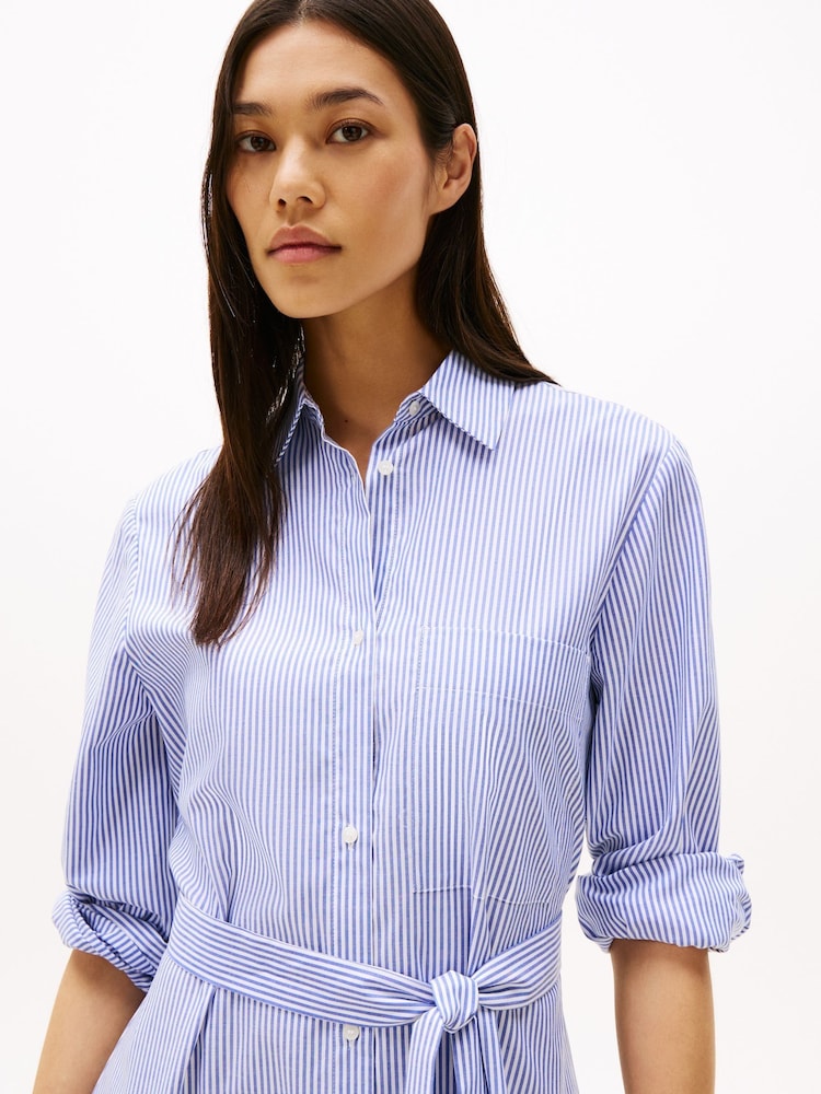 Tommy Hilfiger Blue Broderie Anglaise 100% Cotton Shirt Dress - Image 3 of 7