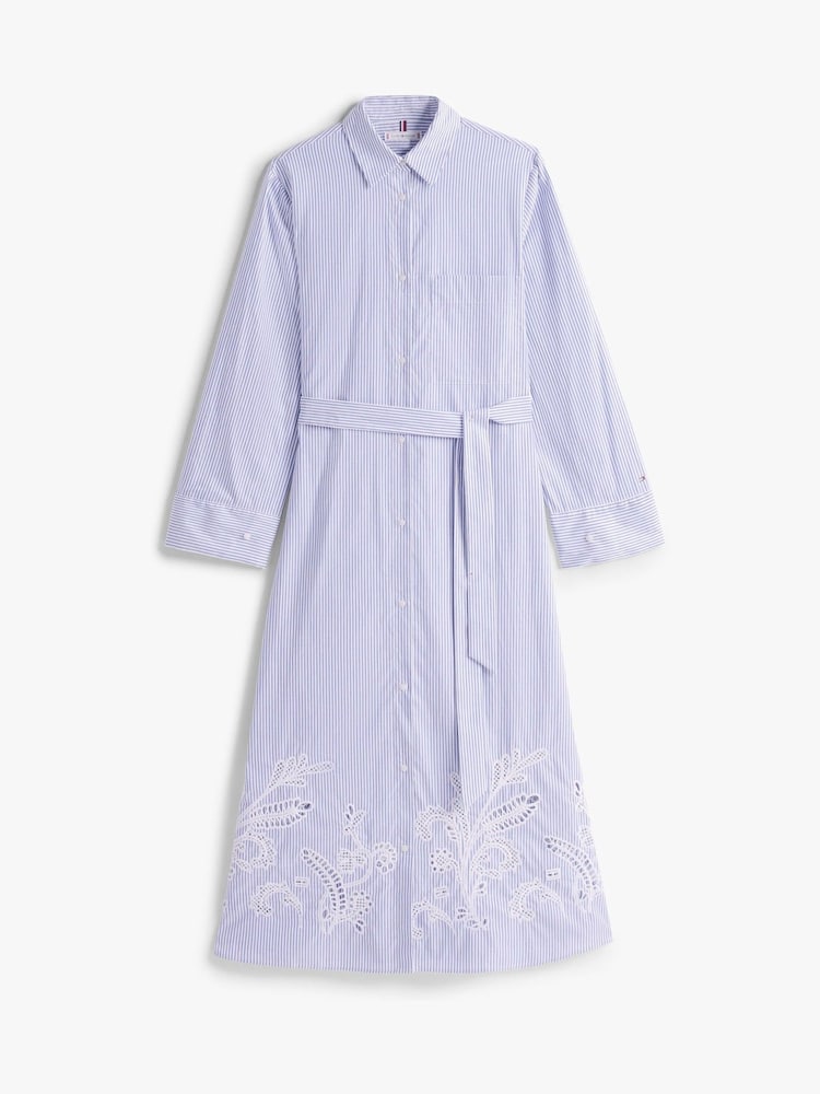 Tommy Hilfiger Blue Broderie Anglaise 100% Cotton Shirt Dress - Image 6 of 7
