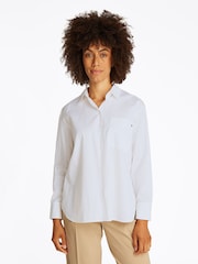 Tommy Hilfiger White Easy Fit Essential 100% Cotton Poplin Shirt - Image 1 of 6