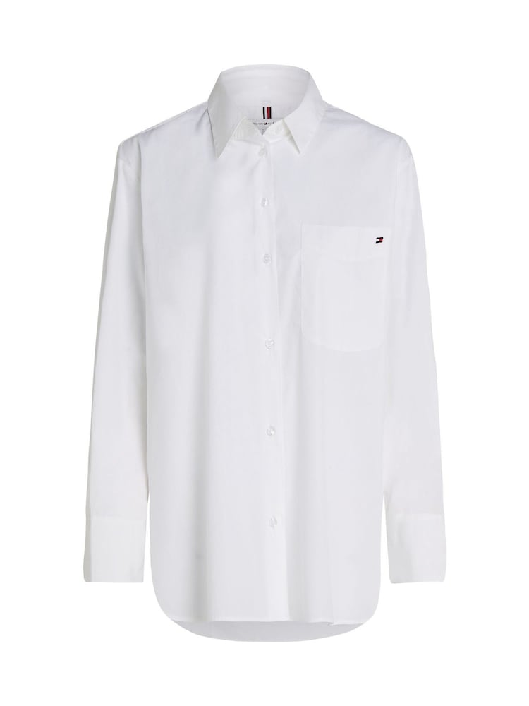 Tommy Hilfiger White Easy Fit Essential 100% Cotton Poplin Shirt - Image 5 of 6