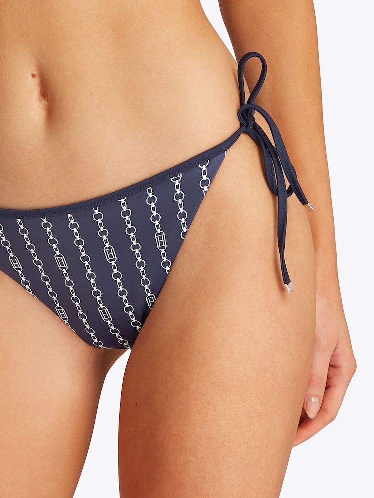 Tommy Hilfiger Blue Cheeky String Side Tie Bikini Bottoms - Image 4 of 5