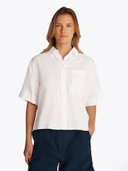 Tommy Hilfiger White Linen Short Sleeve 100% Linen Shirt - Image 1 of 6