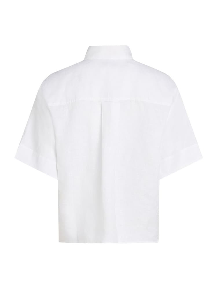 Tommy Hilfiger White Linen Short Sleeve 100% Linen Shirt - Image 6 of 6
