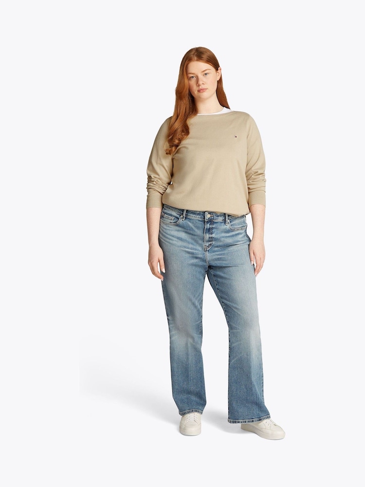 Tommy Hilfiger Natural Curve Cotton Jersey Stitch Boat Neck Jumper - Image 2 of 6