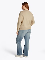 Tommy Hilfiger Natural Curve Cotton Jersey Stitch Boat Neck Jumper - Image 3 of 6