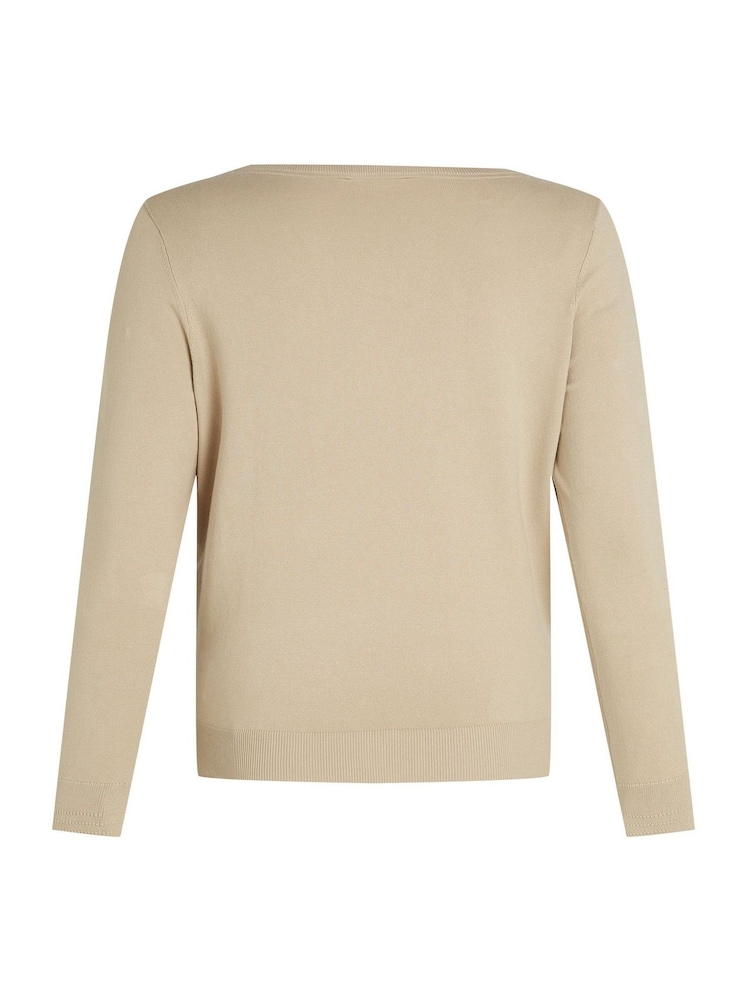 Tommy Hilfiger Natural Curve Cotton Jersey Stitch Boat Neck Jumper - Image 6 of 6