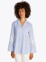 Tommy Hilfiger Blue Broderie Anglaise 100% Cotton Shirt - Image 1 of 6