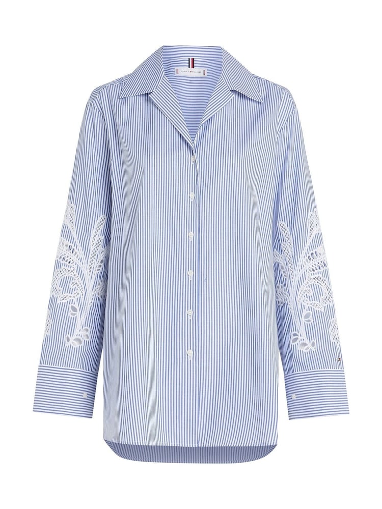 Tommy Hilfiger Blue Broderie Anglaise 100% Cotton Shirt - Image 5 of 6