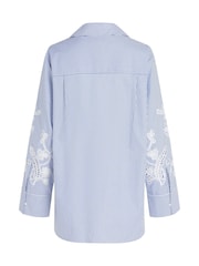 Tommy Hilfiger Blue Broderie Anglaise 100% Cotton Shirt - Image 6 of 6
