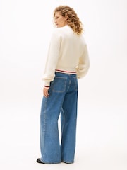 Tommy Hilfiger Cream x Sofia Richie Grainge Knit Bomber Jacket. - Image 3 of 4