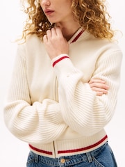 Tommy Hilfiger Cream x Sofia Richie Grainge Knit Bomber Jacket. - Image 4 of 4
