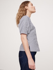 Banana Republic Blue Puff Sleeve Poplin Top - Image 2 of 6