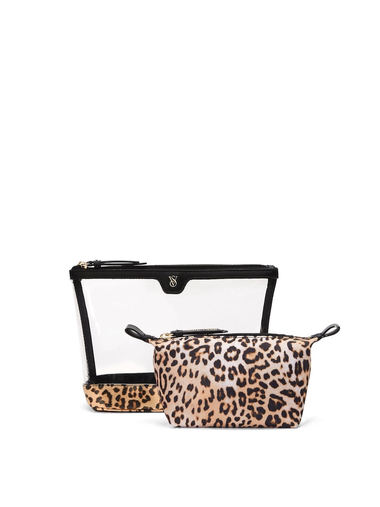 Victoria's Secret Leopard Brown AM/PM Makeup Bag Duo - Image 1 of 3