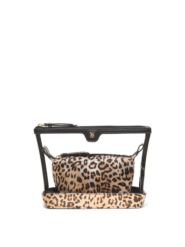 Victoria's Secret Leopard Brown AM/PM Makeup Bag Duo - Image 2 of 3