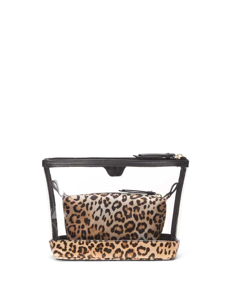 Victoria's Secret Leopard Brown AM/PM Makeup Bag Duo - Image 3 of 3