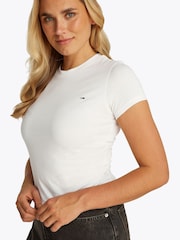 Tommy Jeans White Slim Crew Neck 100% Cotton T-Shirt - Image 4 of 6