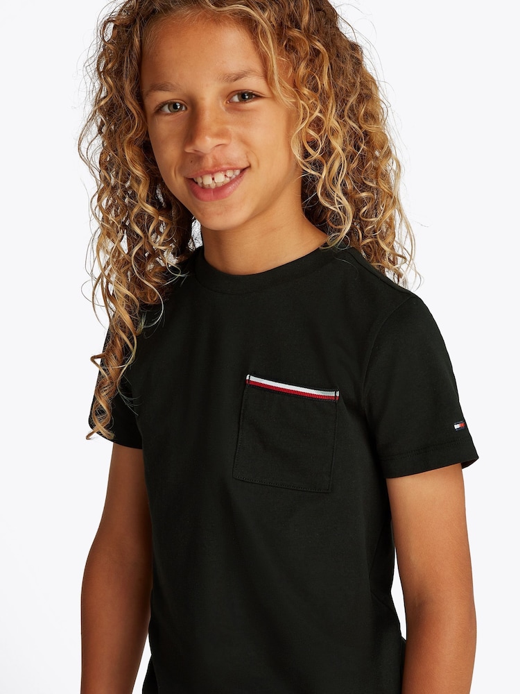 Tommy Hilfiger Black Pocket 100% Cotton T-Shirt - Image 3 of 5