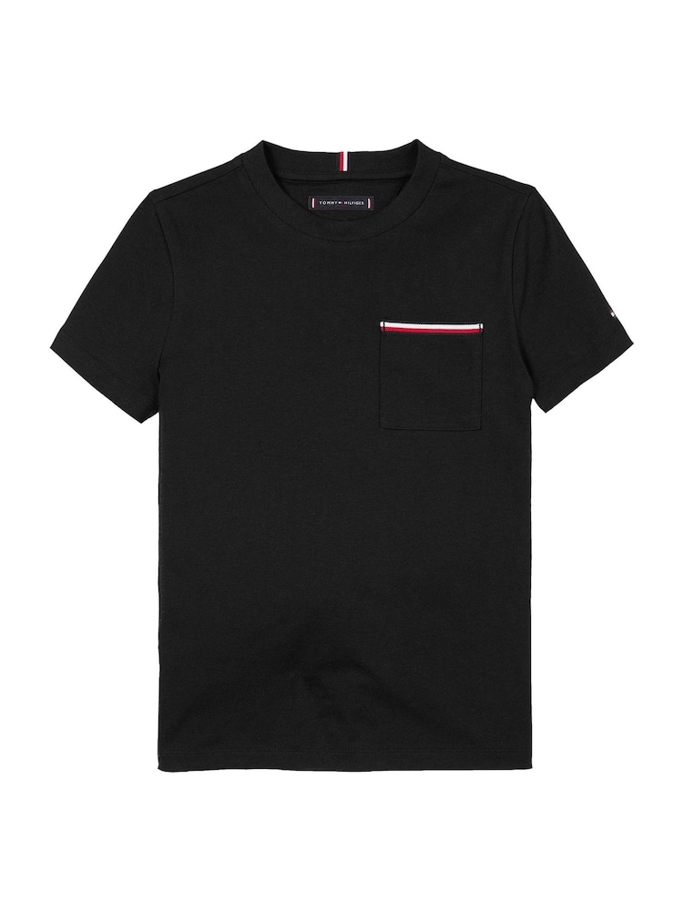 Tommy Hilfiger Black Pocket 100% Cotton T-Shirt - Image 4 of 5