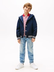 Tommy Hilfiger Blue Hooded Graphic Bomber Jacket - Image 1 of 6
