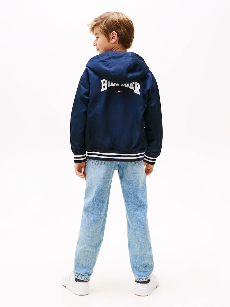 Tommy Hilfiger Blue Hooded Graphic Bomber Jacket - Image 2 of 6