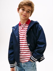 Tommy Hilfiger Blue Hooded Graphic Bomber Jacket - Image 3 of 6