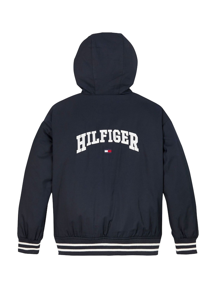 Tommy Hilfiger Blue Hooded Graphic Bomber Jacket - Image 6 of 6