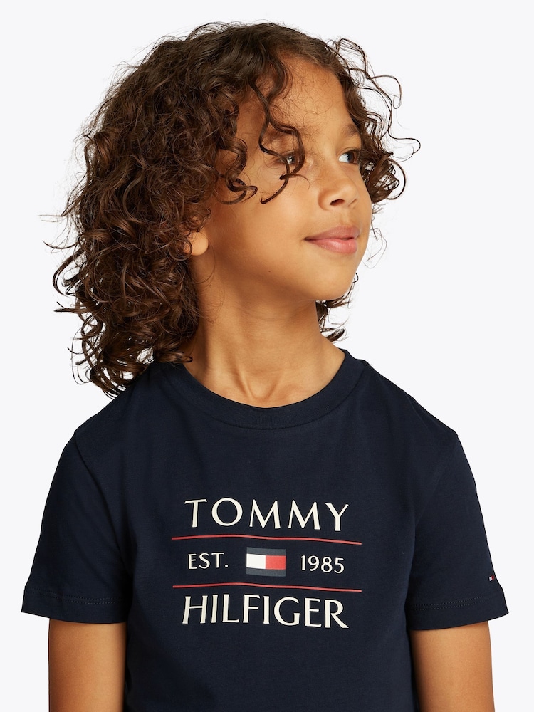 Tommy Hilfiger Blue Regular Fit Short Sleeve 100% Cotton T-Shirt - Image 3 of 5