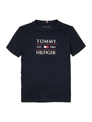Tommy Hilfiger Blue Regular Fit Short Sleeve 100% Cotton T-Shirt - Image 4 of 5