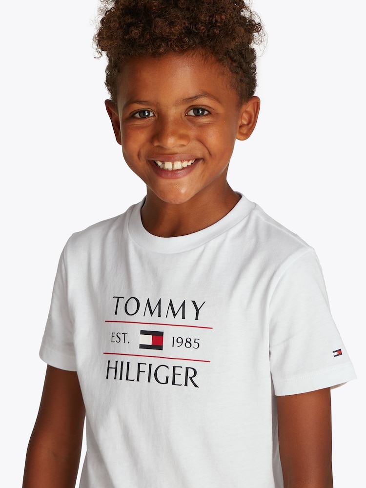 Tommy Hilfiger White Regular Fit Short Sleeve 100% Cotton T-Shirt - Image 3 of 5