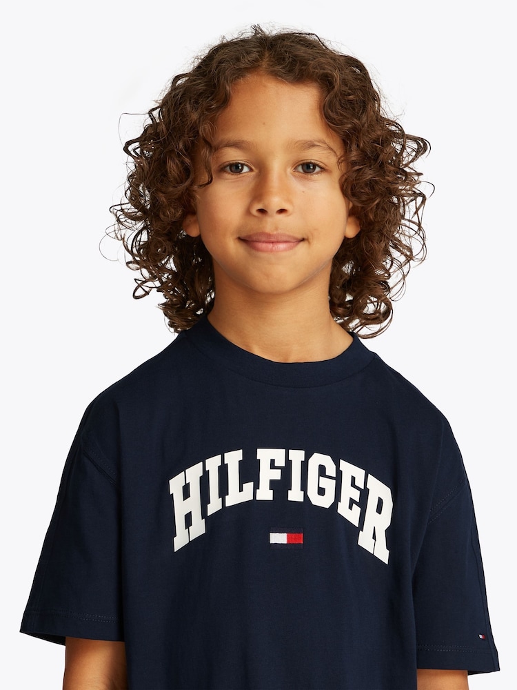 Tommy Hilfiger Blue Varsity Short Sleeve 100% Cotton T-Shirt - Image 3 of 5